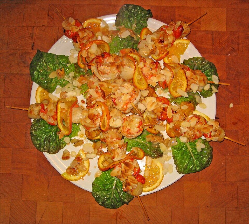 Spiedini di gamberi e calamari